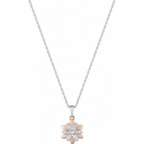 Collier or rose et or blanc 18 carats et diamants 0.05